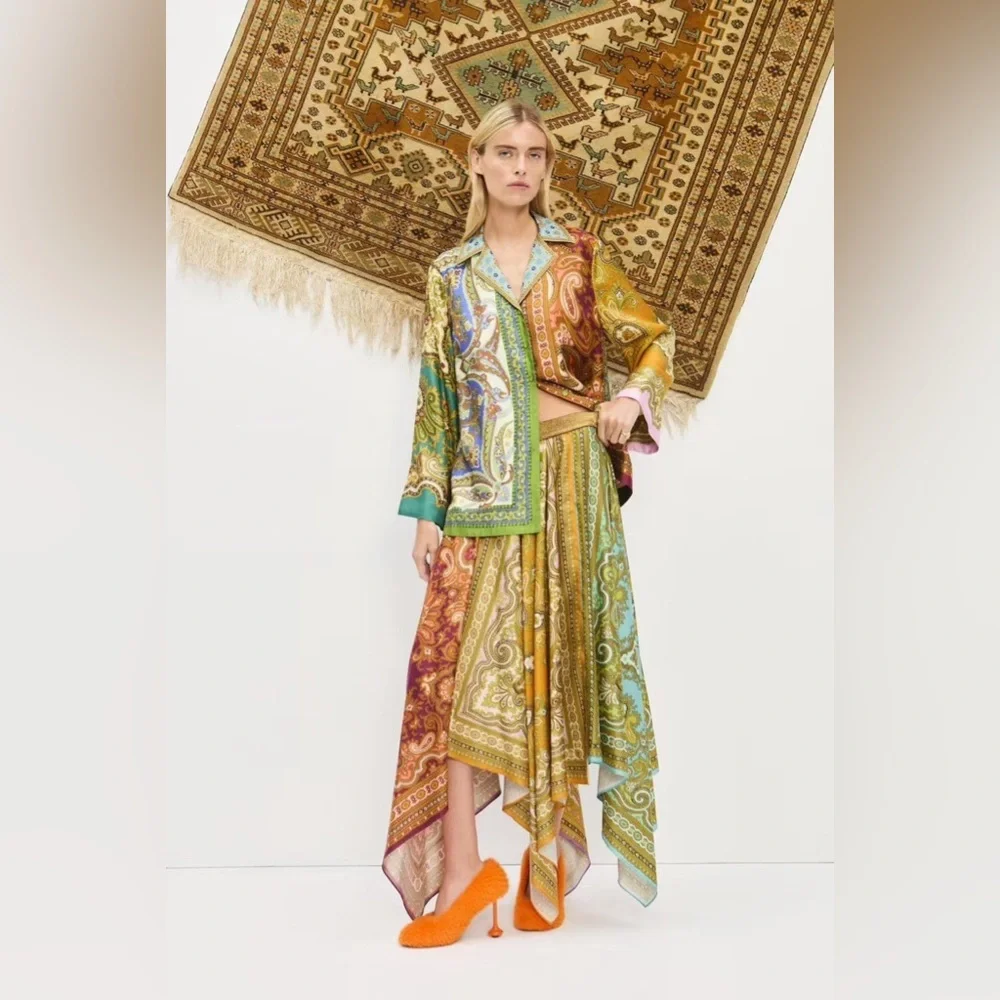 Alemais Clemenza Spliced Scarf Silk Skirt $590 New without tag - Picture 9 of 9